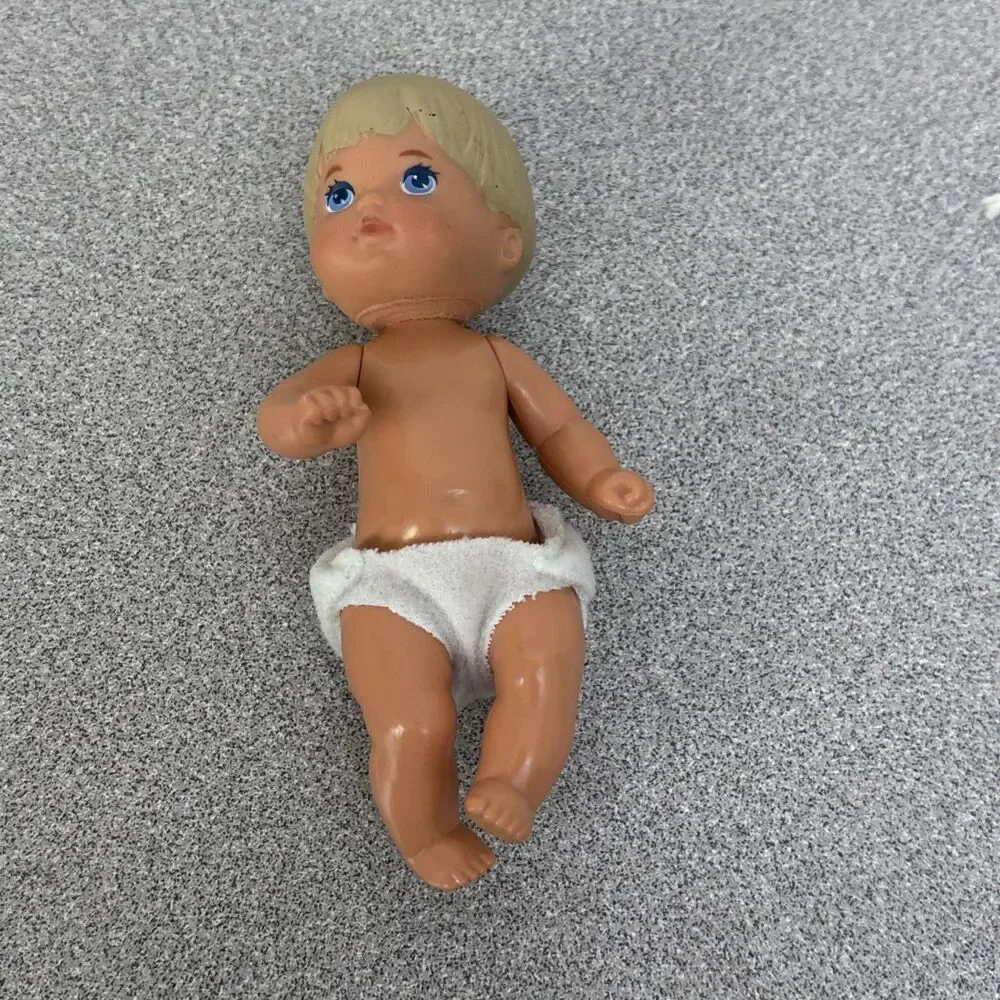 Vintage Mattel Barbie Tommy Doll, 4.5”, Blonde. Diaper,  2 Novelty One Piece Set